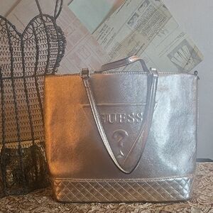 GUESS Metallic Silver Tote
